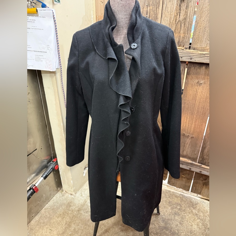 DKNY Elegant Black Ruffle Jacket